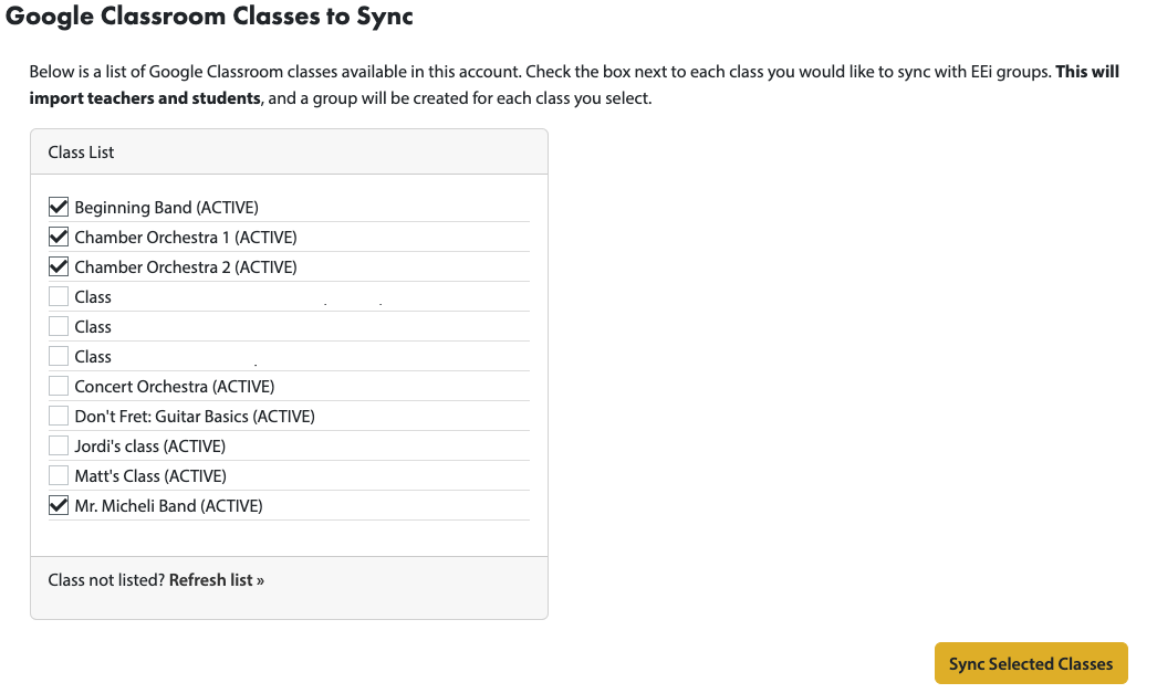 Essential Elements Interactive Integration with Google Classroom