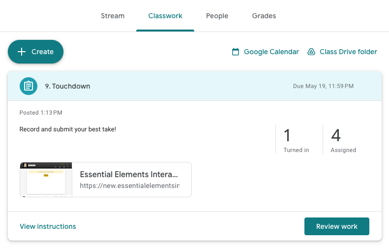 Essential elements interactive integration with google classroom